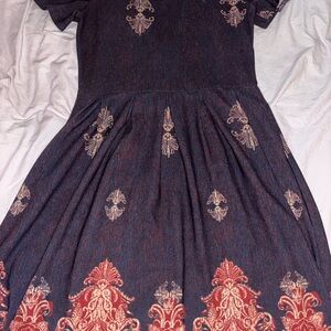 LuLaRoe Amelia Navy and Red Dress